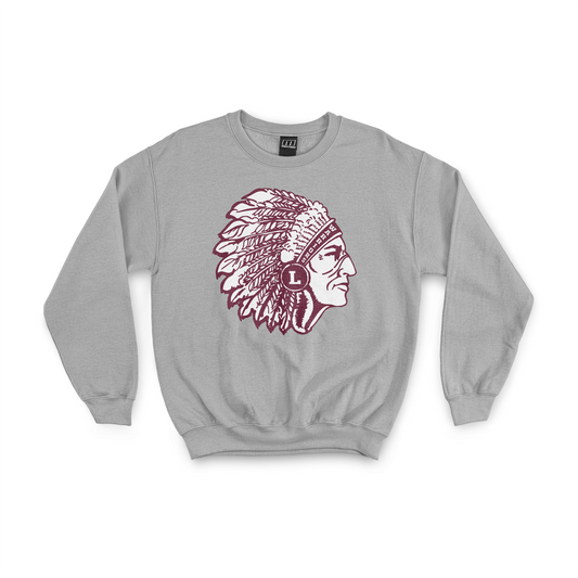 Lebanon Warriors - Vintage Warrior Head Chenille Fleece Crew Neck